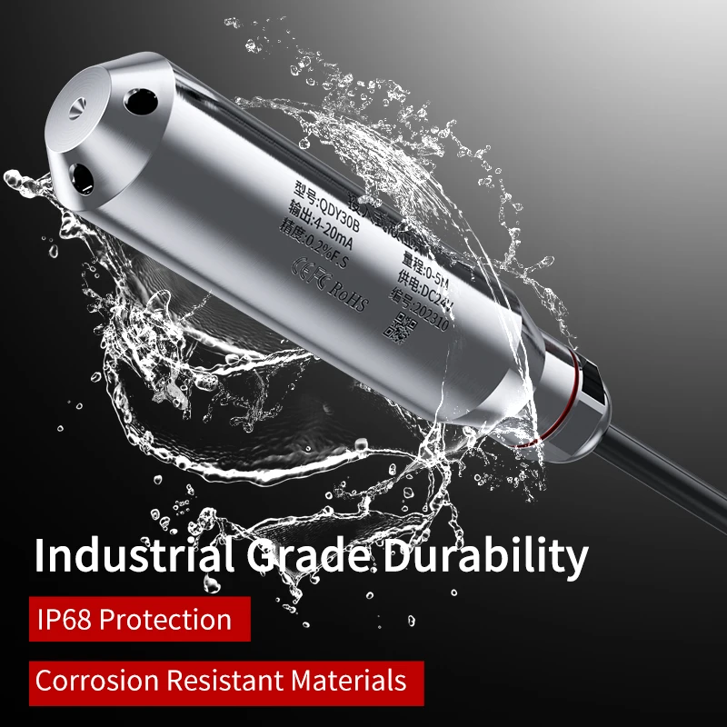 Water Level Sensor 4-20mA Liquid Level Sensor 0-5m 0-10V RS485 Water Liquid Level Transducer Submersible Water Level Transmitter-5