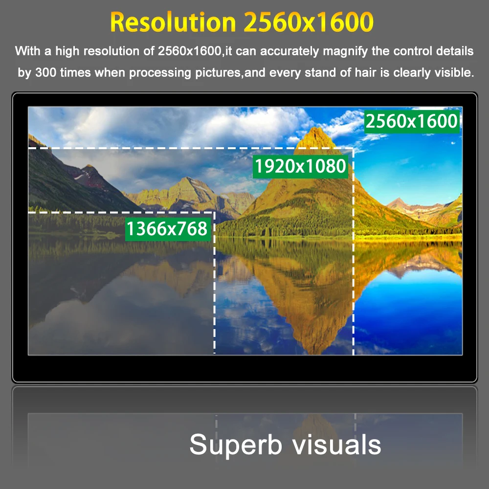 Portable Monitor 10.1 inch 2.5K(2560x1600) Touchscreen IPS Panel HD LCD Dispaly Travel Monitor Type-c For Laptop Switch PS4 PS5-2