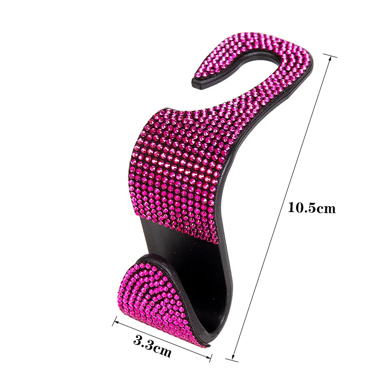 Rhinestone Decor Car Seat Back Hook Hanger Universal Bling Diamond Vehicle Auto Headrest Storage Holder Car Accessories-6