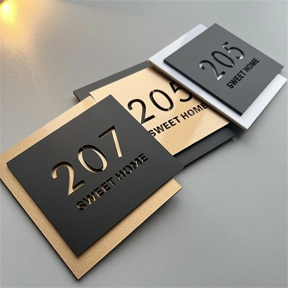 3D levitate acrylic outdoor door plate home room number entry door custom house number dormitory residential digital signage