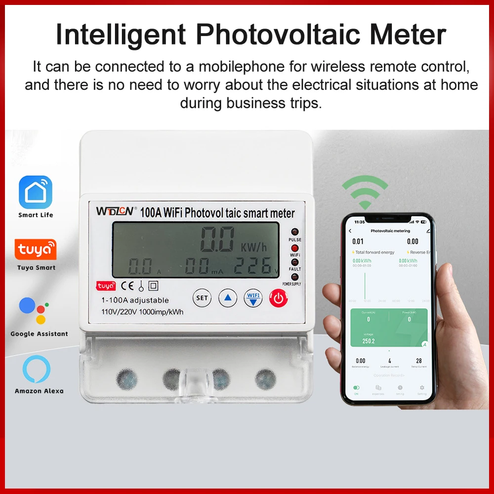 Tuya WiFi Intelligent Photovoltaic Meter Breaker Timer Solar Bidirectional Hour Meter Electronic Appliances Remote Controller-5