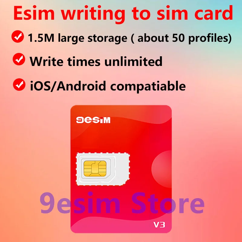 9esim esim to sim V3  adapter for iphone 16 pro max15 14removable euicc for studying abroad travel 5ber esim.me card module estk