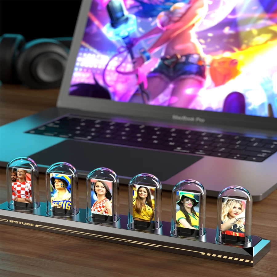 RGB Nixie Tube Clock LED Glows IPS Color Screen DIY Analog Digital Tube Night lights Gaming Desktop Home Decoration Gift Idea-5
