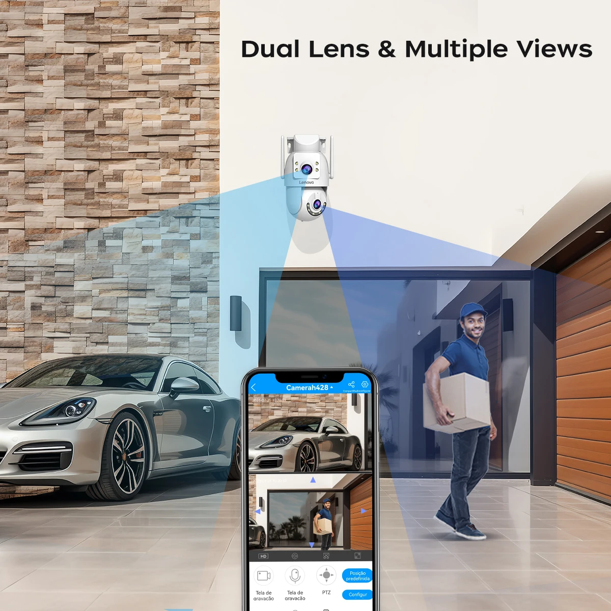Lenovo 4K 6MP WiFi Surveillance Camera Outdoor Security Dual Lens Dual Screen AI Tracking PTZ IP Camera CCTV Video Surveillance-3