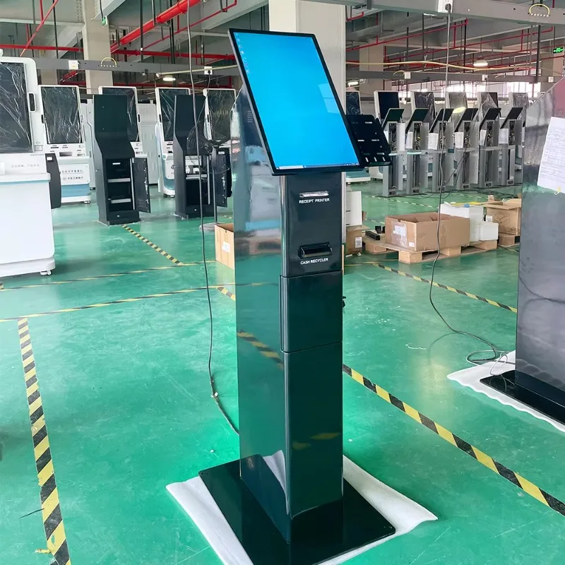 21.5'' Hotel/Parking Lot/Restaurant Self-service Payment Kiosk Printer 80mm NFC QR Scanner Passport Reader Self Checkout Machine-4