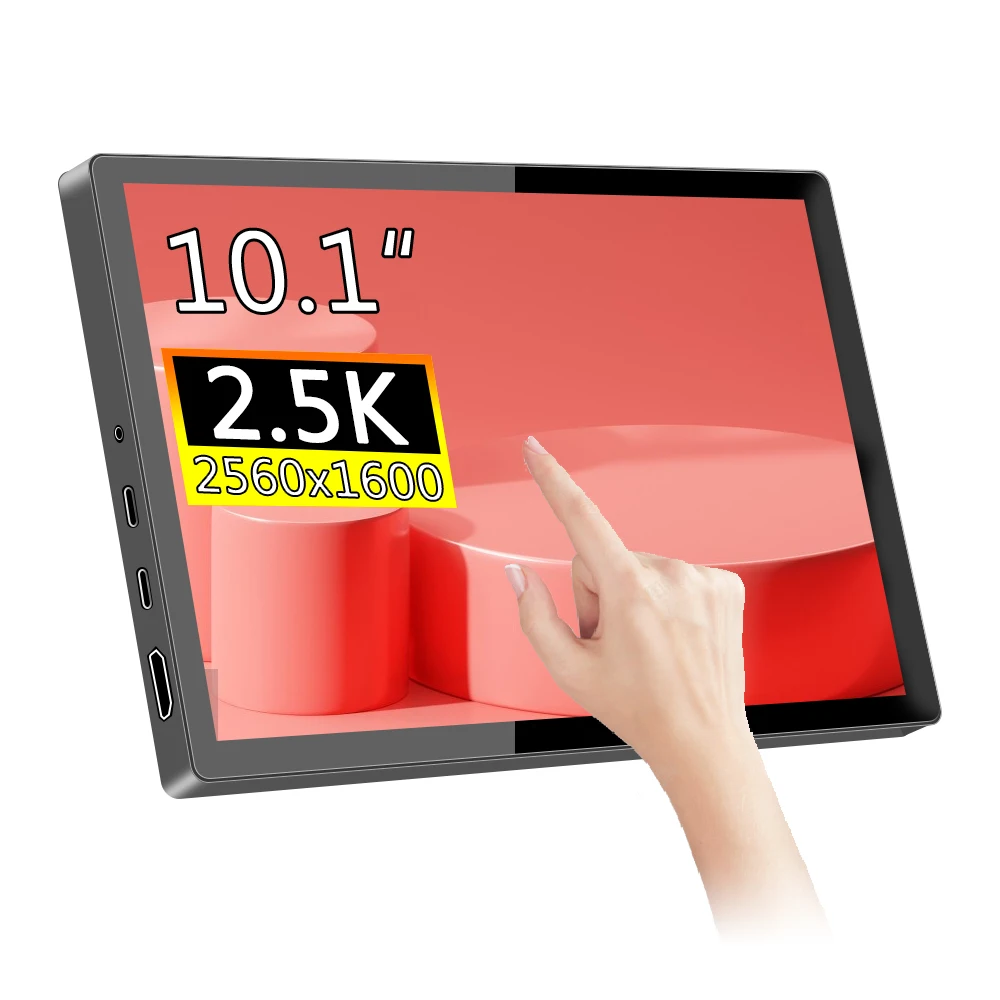 Portable Monitor 10.1 inch 2.5K(2560x1600) Touchscreen IPS Panel HD LCD Dispaly Travel Monitor Type-c For Laptop Switch PS4 PS5
