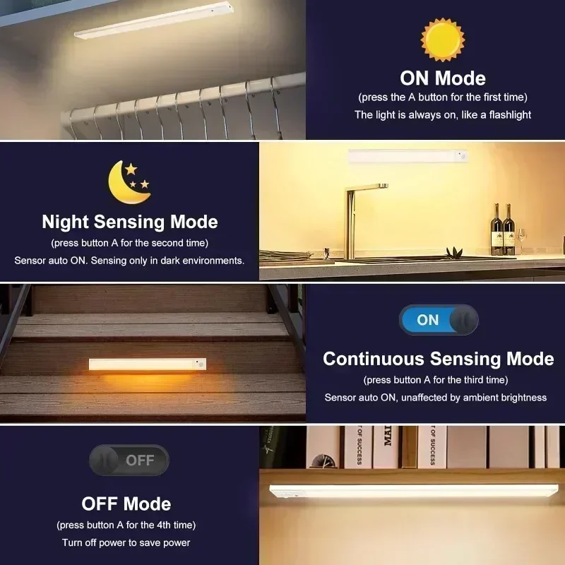 Xiaomi Wireless LED Night Light Motion Sensor USB Rechargeable For Kitchen Cabinet Night Light Wardrobe Desk Lamp Room Decor-2