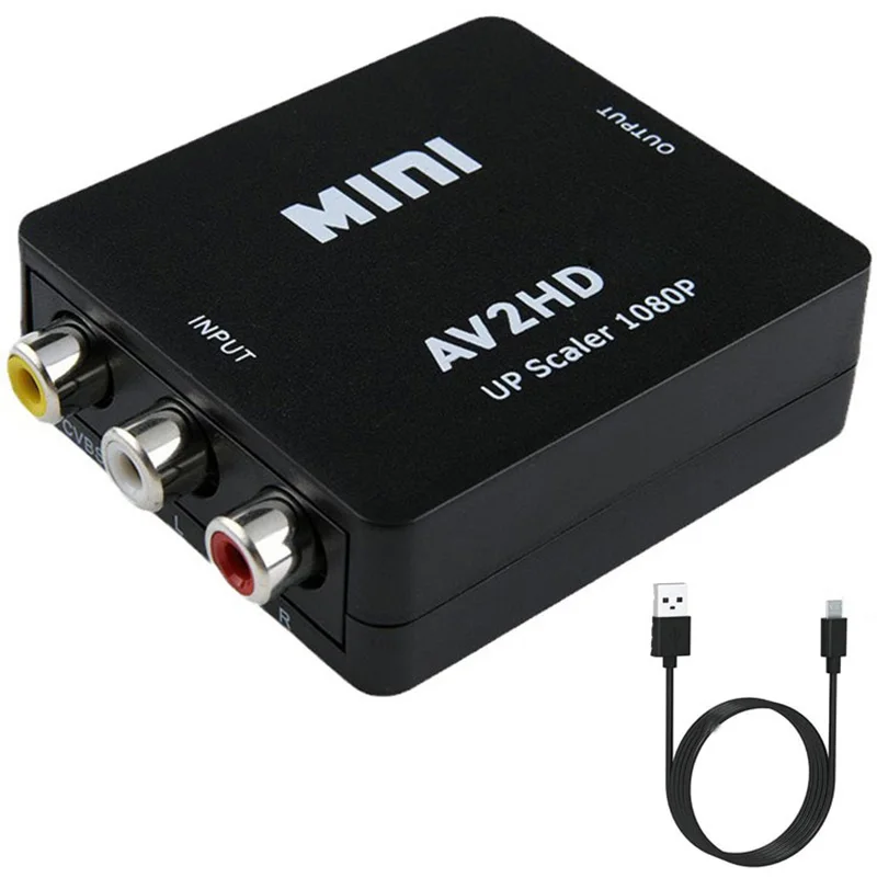 1080P RCA AV To HDMI-compatible HD to AV Composite Adapter Converter AV2HD Audio Video Cable CVBS AV Adapter with USB Cable