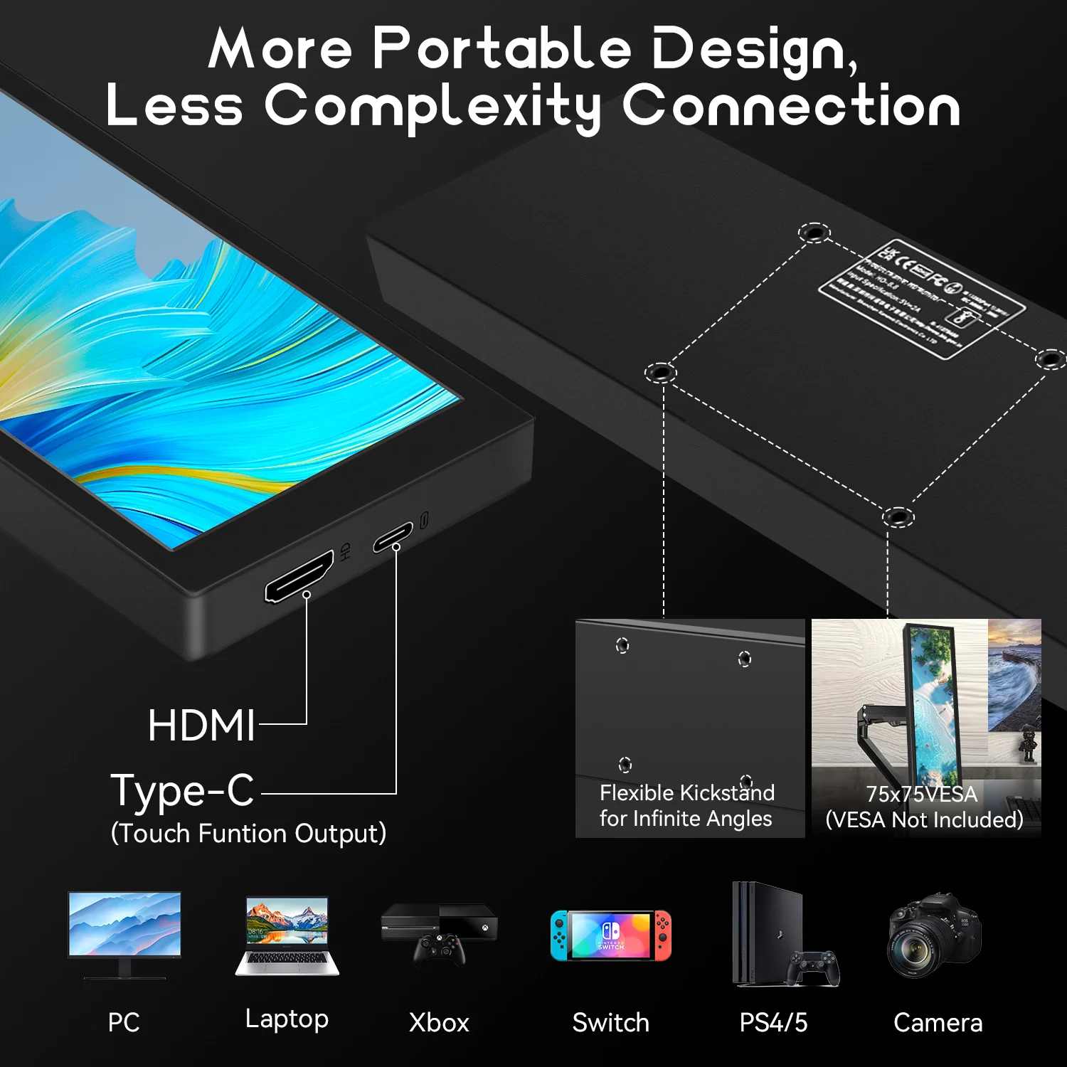 8.8 inch HDMI Touch Long Wide Monitor With Case PC Temperature Display PC Sensor Panel Display Small Extender Monitor-5
