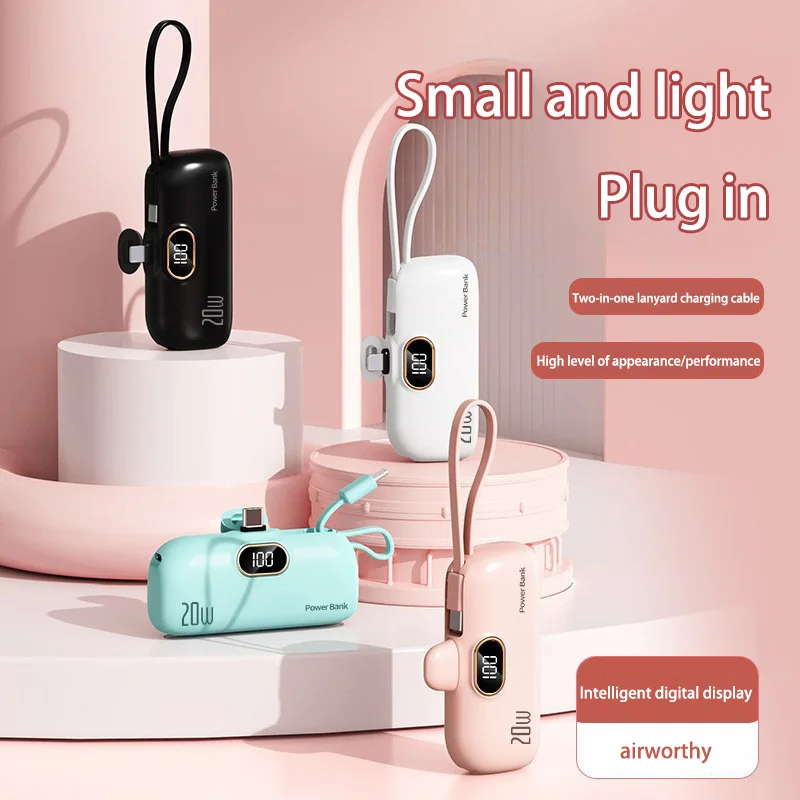 Xiaomi 30000mAh Mini Portable Power Bank Capsule Mobile Power Supply Emergency External Battery Fast Charger For Type-c iPhone-5