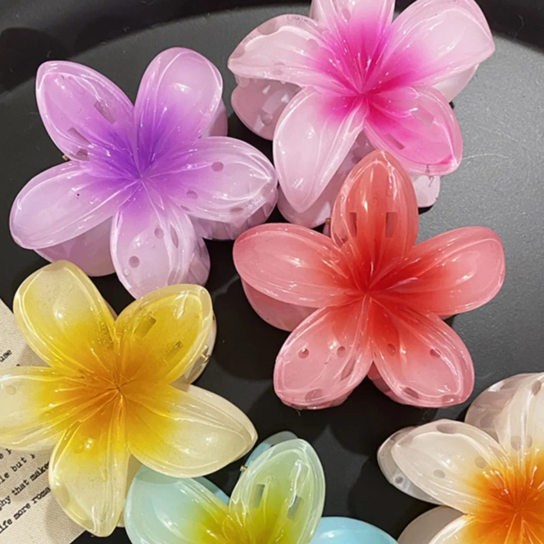 Five-petal flower Summer Super Fairy Vacation style frangeria Grab clip Shark Clip Acrylic flower hair grab hair accessories bac-4