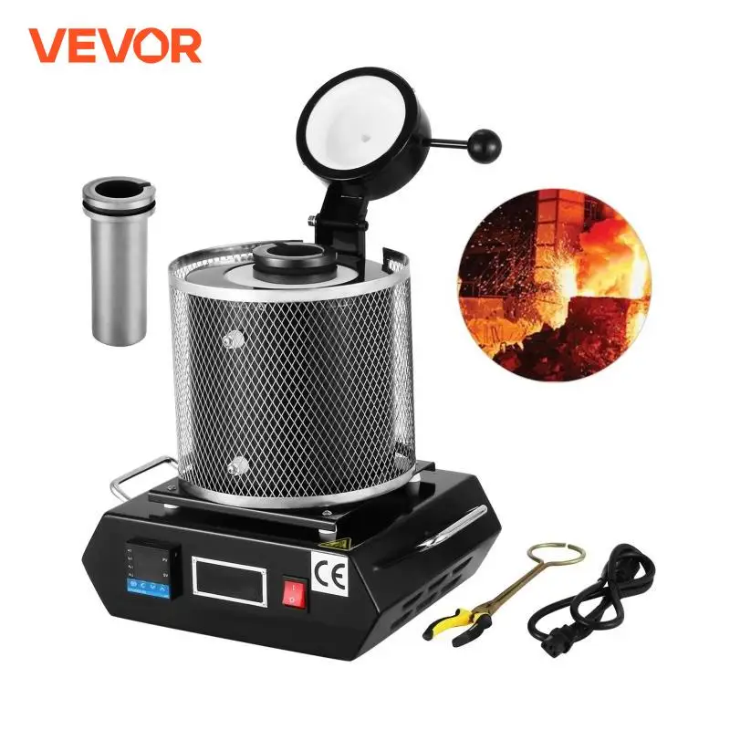 VEVOR 1KG 2KG 3KG 1150 ℃ Digital Automatic Melting Furnace Machine for Casting Refining Melting Scrap Silver Gold Tin Aluminum