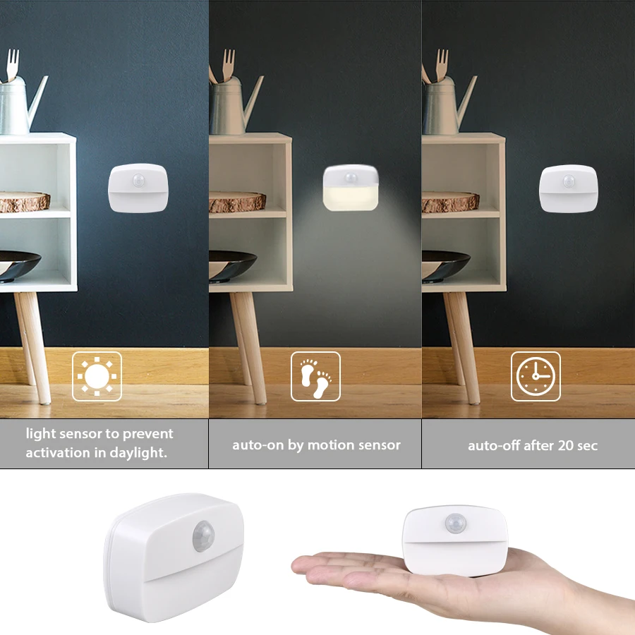 LED Night Light with Motion Sensor Cabinet Lamp Wireless Bedside Nightlight Battery Power For Bedroom Closet Stairs Lighting-4