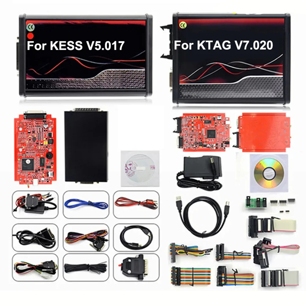 EU Version ECU Programming Tuning Tool For Kess V2 V5.017 OBD2 V7.020 For KTAG Firmware Car Trucks Master BDM Software Red PCB