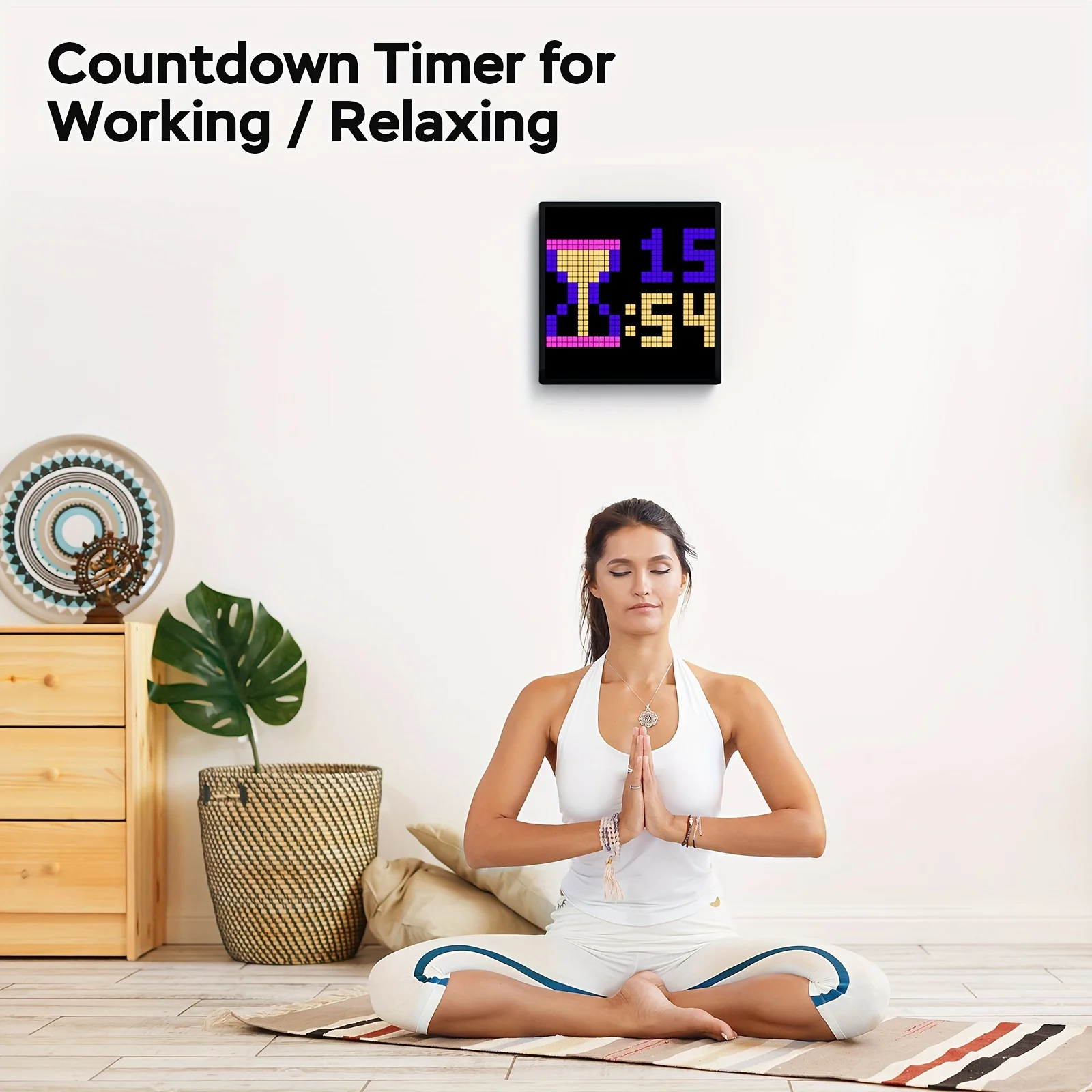 LED Pixel Display, 32x32 Programmable Pixel Art Display With APP Control, Creative Animations, Fun Text And Digital Clock, Gamin-3