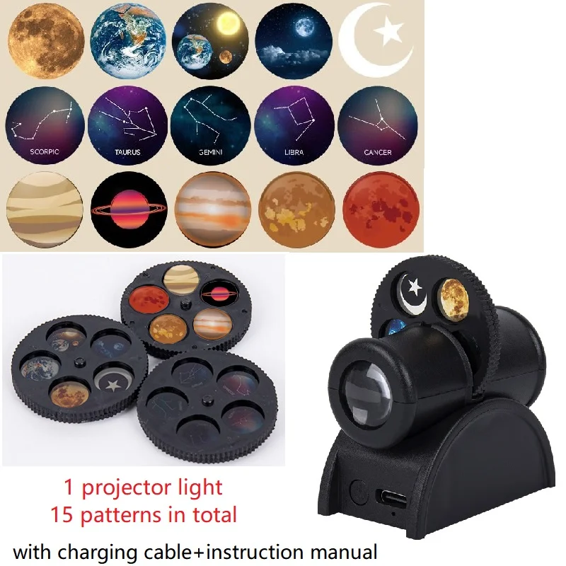 Earth Moon Light Ins Moon Projector Light Starry Sky Projector Rotate Planetarium Lamp Wall Lights room decor led Night Light-5