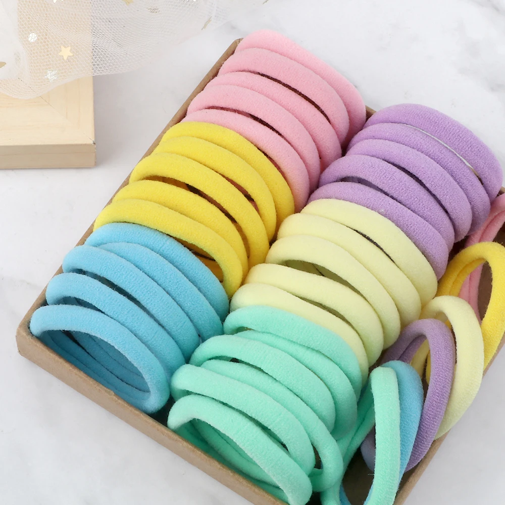 50Pcs Women Girl Mixed Colors Hair Bands 4cm Basic Hair Ties Elastic Headband Simple Hair Scrunchies Accessories Ponytail Holder-3
