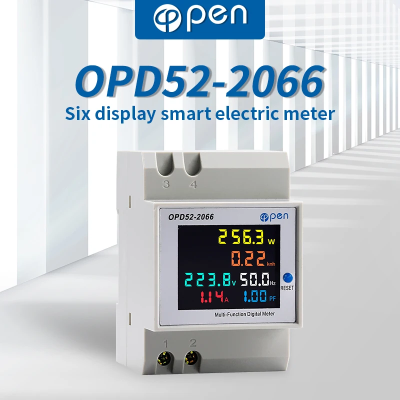 D52-2066 6IN1 din rail AC monitor 110V 220V 100A Voltage Current Power Factor Active KWH Electric energy Frequency meter VOLT AM-2