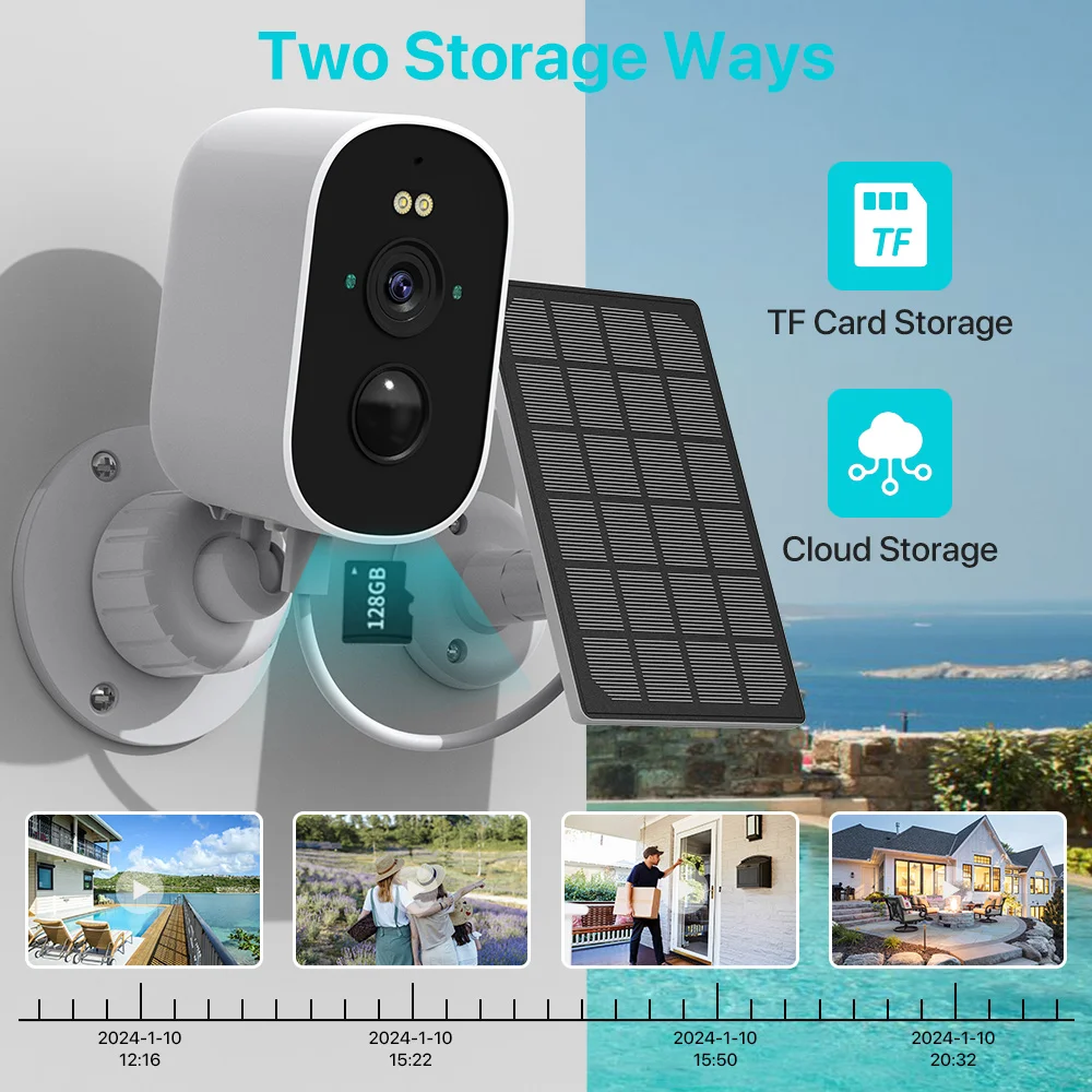 WiFi IP Camera Solar Panel Battery Powered Wireless Outdoor Security 1080P HD CCTV Video Surveillance PIR Human Detection iCSee-6