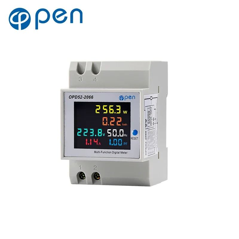D52-2066 6IN1 din rail AC monitor 110V 220V 100A Voltage Current Power Factor Active KWH Electric energy Frequency meter VOLT AM-5