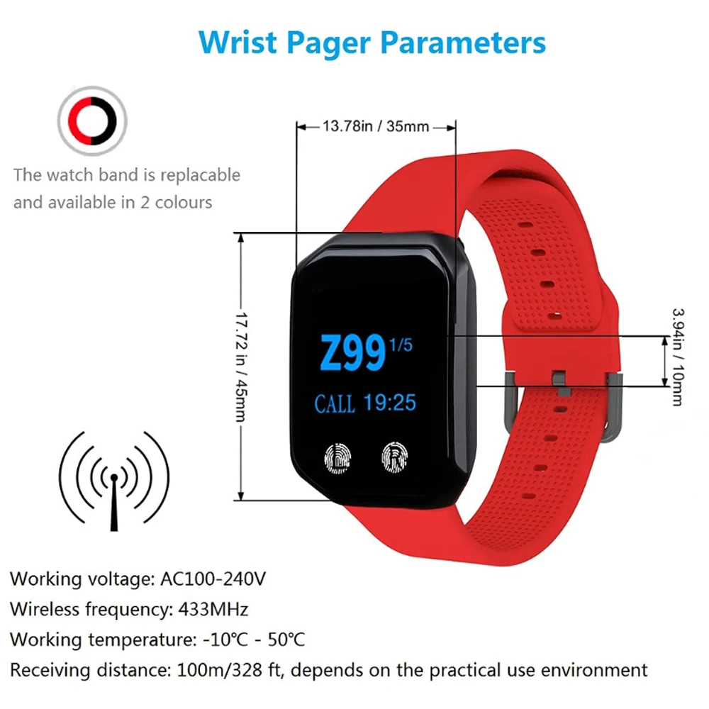 BYHUBYENG 5pcs Restaurante Equipments Pager Service wrist pagers system Waiter Watch Nursing Aid Aide Soignante Restaurant-6