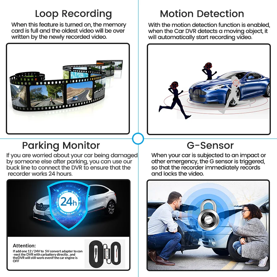 Dashcam 4.3Inch 1080P IPS Car DVR Driving Recorder  Rearview Mirror Dual Lens Car Recorder  Front and Rear Black Box-3