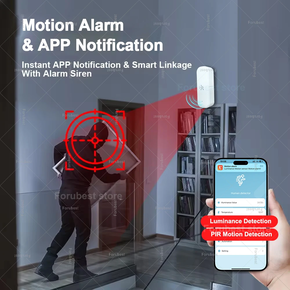Tuya Zigbee Human PIR Motion Sensor Light Infrared Detector With Temperature Humidity Detection Meter Smart Life Home Automation-2