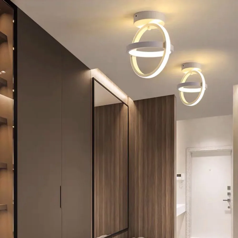 Modern LED Ceiling Light 2 Rings Creative Design Ceiling Lamp Indoor Lighting Fixtures Hallway Balcony Aisle Office Light-6