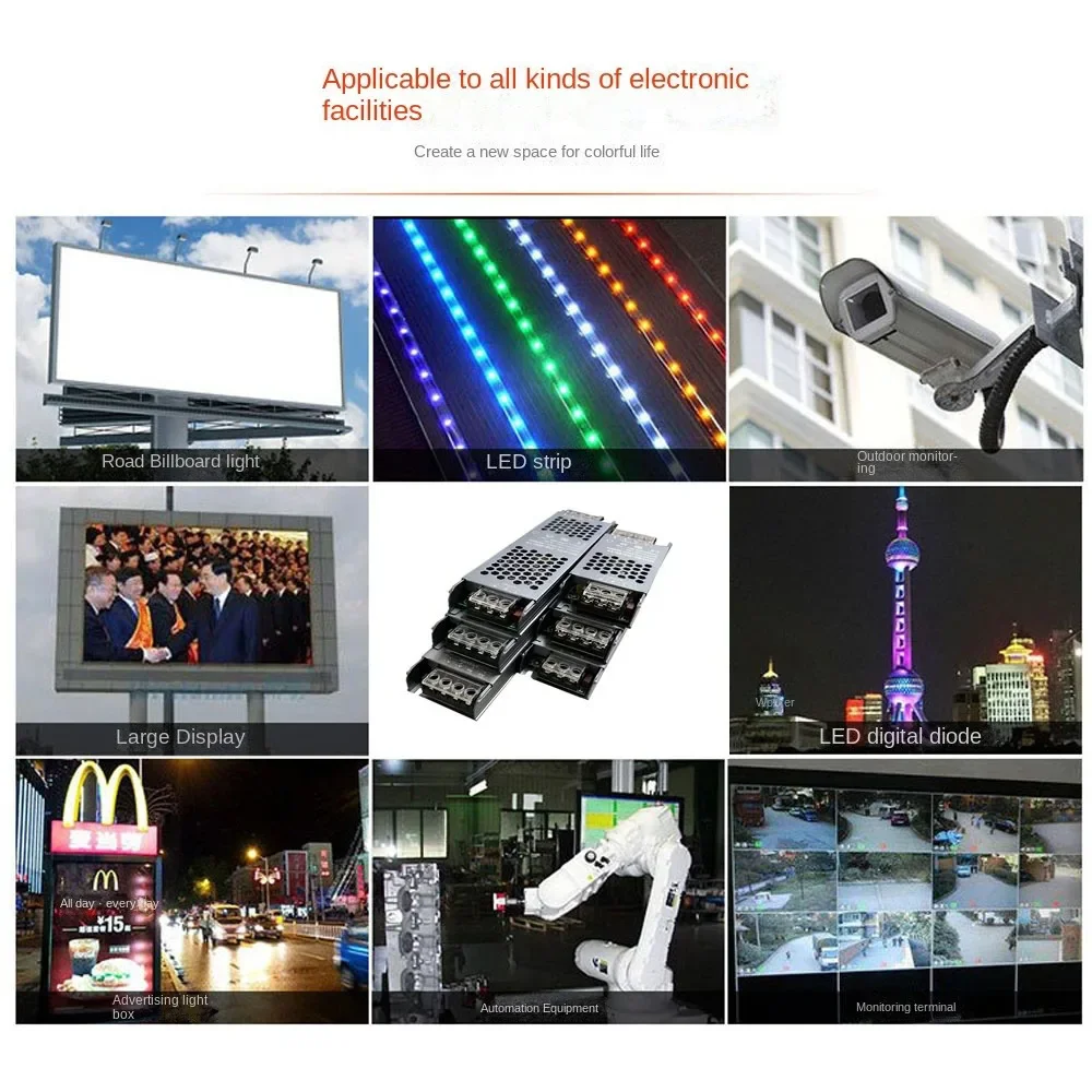 DC 12V 24V Switching Power Supply AC110-250V Mute Lighting Transformers 60W 100W 200W 300W 400W LED Light Driver Power Adapter-6