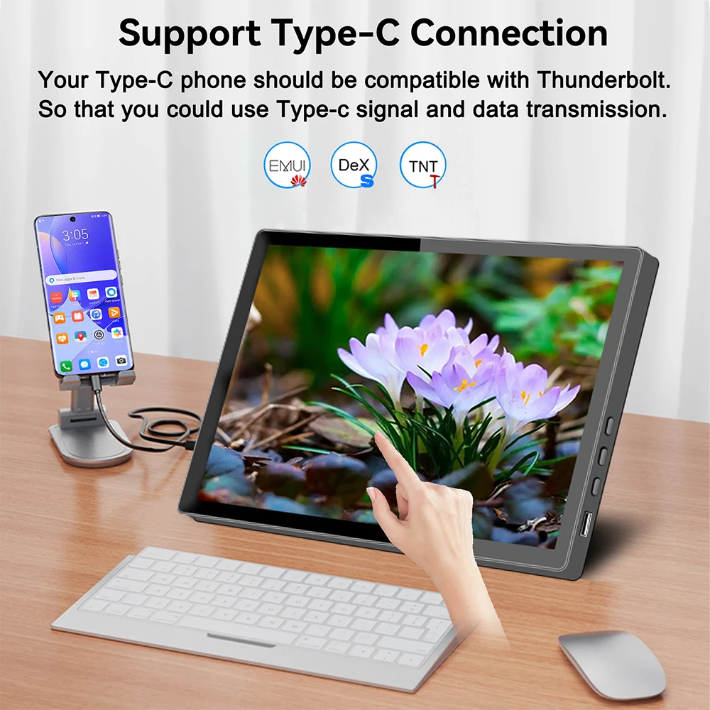 Portable Monitor 10.1 inch 2.5K(2560x1600) Touchscreen IPS Panel HD LCD Dispaly Travel Monitor Type-c For Laptop Switch PS4 PS5-5