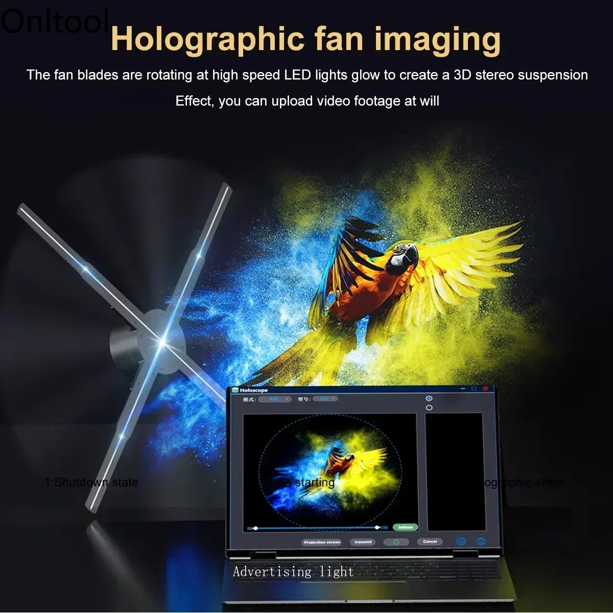 NEWEST 3D Hologram Projector Fan Wifi Display Advertising Logo Light Led Sign Holographic Lamp Three-Dimensional Projectors Lamp-4