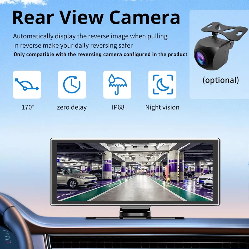 11.26 inch IPS Touch Screen Multimedia Video Player Portable 4K DVR Wireless CarPlay/Android Auto Dual Lens Driving Recorder-4
