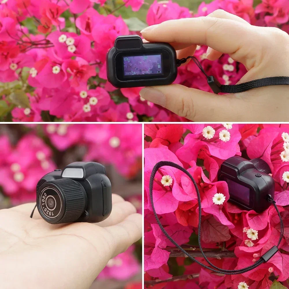 Retro Mini Camera with Screen Indoor Home Outdoor 1080p HD Portable Very Small Cam Video Support TF Card Holiday Gifts Y3000-5
