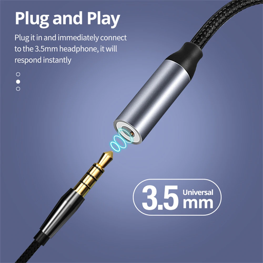 NNBILI Nylon Braid USB Type C To 3.5mm Aux Adapter Type-c 3 5 Jack Audio Cable Earphone Cable Converter for Huawei vivo xiaomi-4