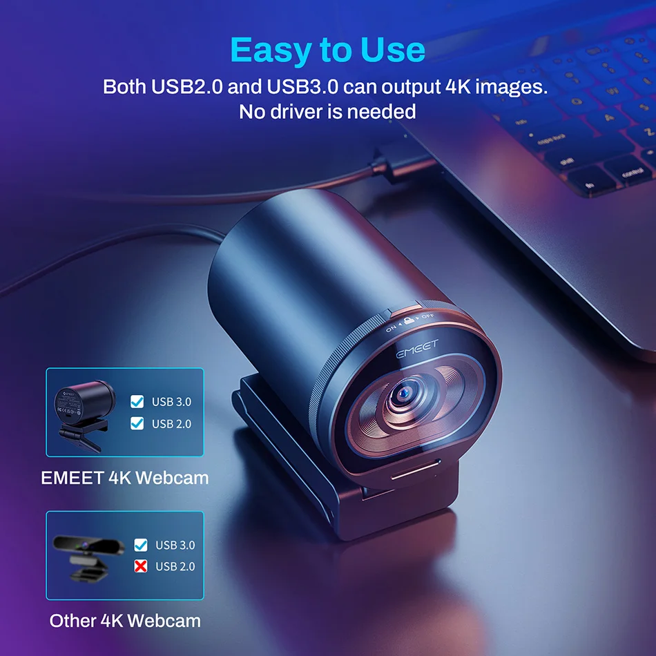 Webcam 4K Streaming Web Camera 1080P 60FPS USB Camera EMEET S600 Autofocus Living Stream Camera With Mics for Tiktok/YouTube-6