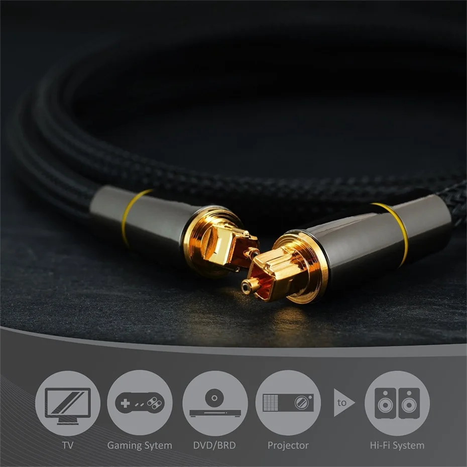 CYANMI HIFI 5.1 Digital Optical Audio Cable Toslink SPDIF Coaxial Cable for Amplifiers Blu-ray Xbox 360 PS4 Soundbar Fiber Cable-3