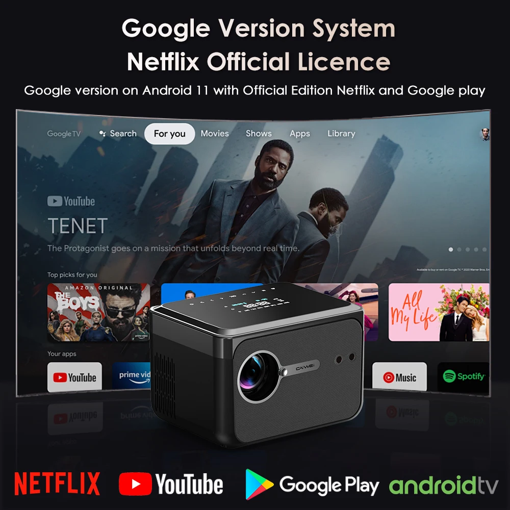 Google Version Netflix Official Licence 4k projector 5G WiFi Dolby Portable Projector Android 11 Home Theater beam Projector-2