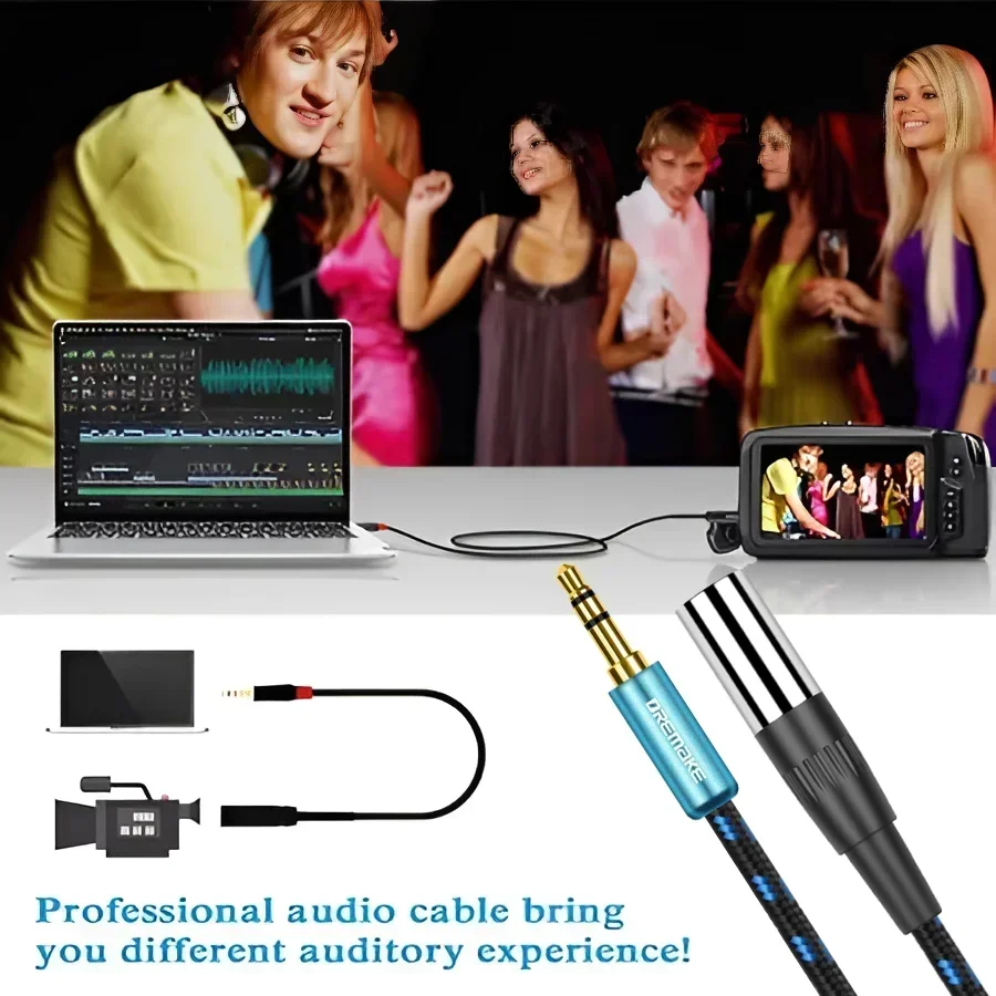 DREMAKE 3-Pin Mini XLR to Jack 3.5mm Plug Stereo Audio 1/8
