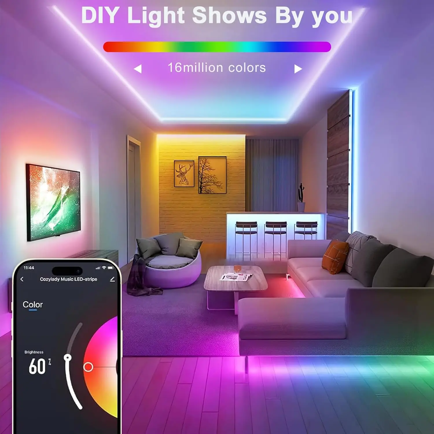 40M/30M RGB LED Neon Rope Lights, Music Sync Control with App/Remote, Flexible Lamp Color Change, Waterproof for Indoor Outdoor-2