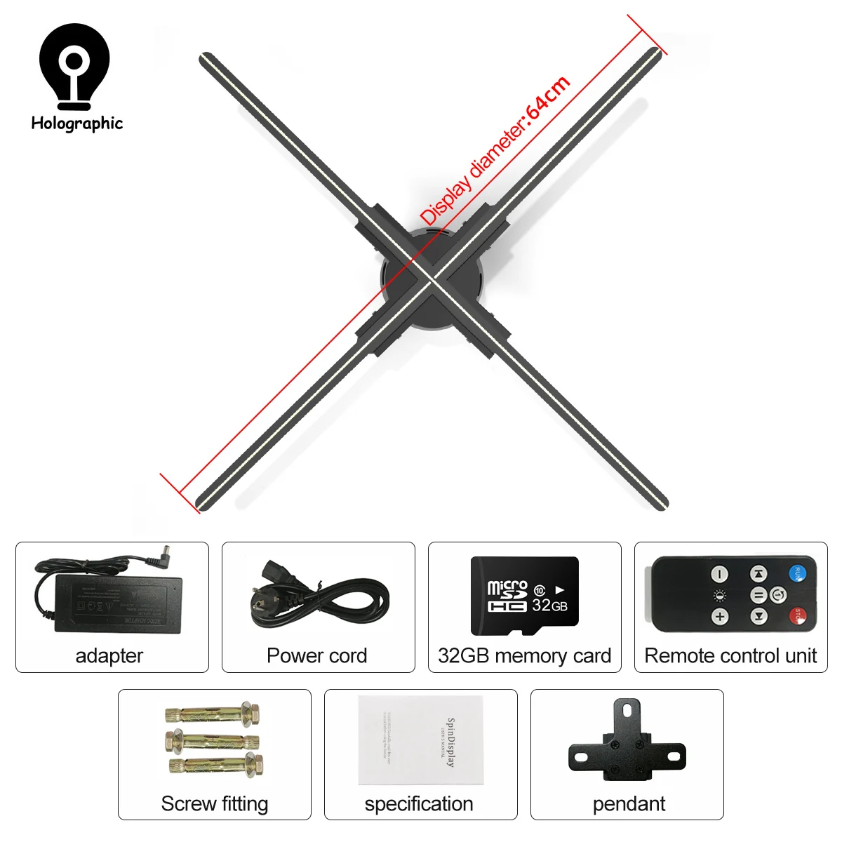 3D Hologram Projector Fan Remote Wifi Control 56-100cm Commercial Advertising Display Hologram Projector 3D Support 32G SD Card-6
