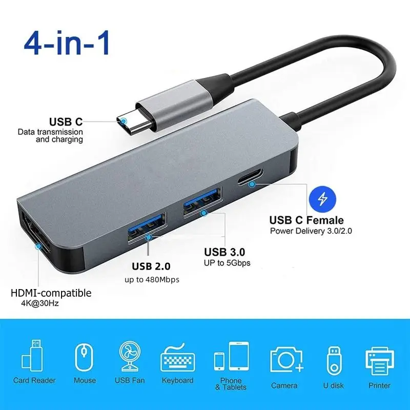 6/5/4/3 Ports USB C Hub to 4K HDMI-Compatible PD fast charge USB 3.0 2.0 HUB 4K 30Hz Charging Docking for MacBook iPad Samsung-2