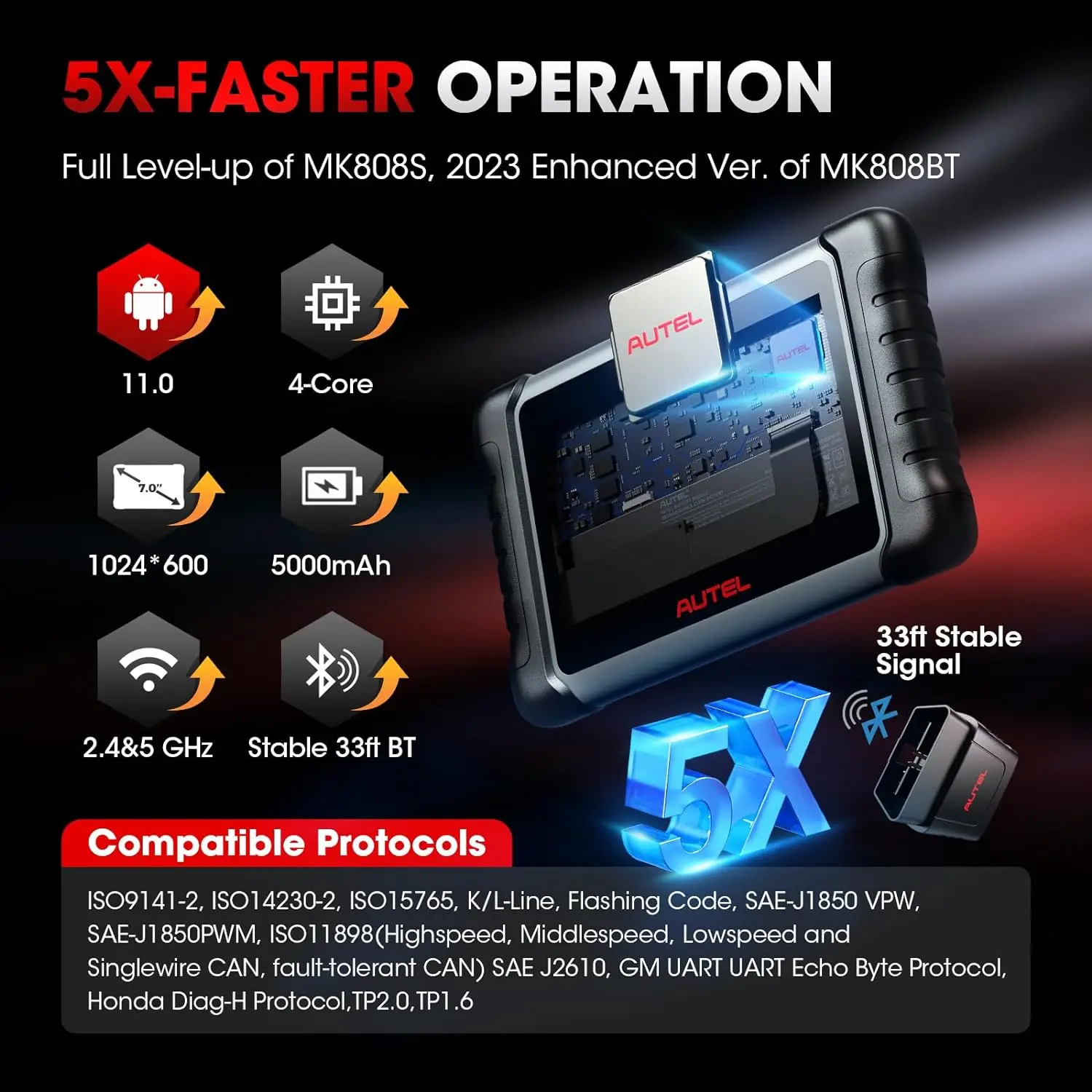 Autel MaxiCOM MK808K-BT MK808K BT Bluetooth OBD2 Scanner Same as MK808BT Pro Full Bidirectional Diagnostic Tools Code Reader-6