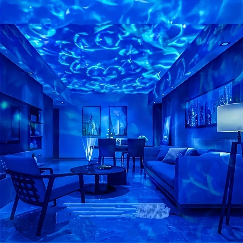 1pc LED Galaxy Star Projector Light,USB Powered,Water ripple Wave,Remote Controlled Bedroom Night Lamp,For Party,Home Theater-4
