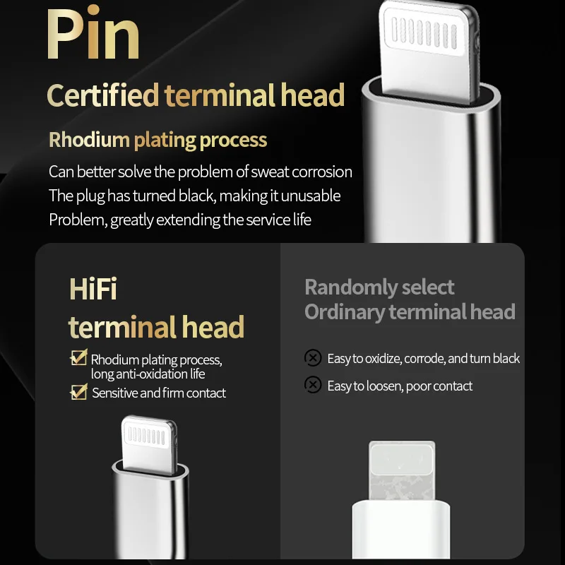 Lightning to 3.5mm Jack Audio Adapter Headphone Aux Cable 3.5mm Female To Lightning IPhone Aux Jack Adapter for IPad IPhone IPod-4