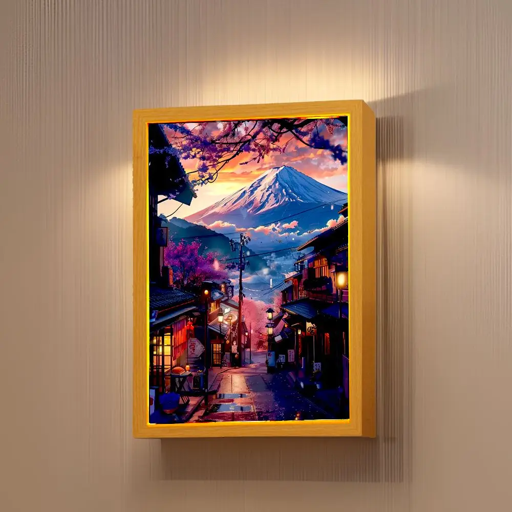 Beautiful City Mount Fuji, Japan Light Painting Photo Frame Led Night Light Wall Lamps Home Decorate Christmas Gifts Moon Lamp-4