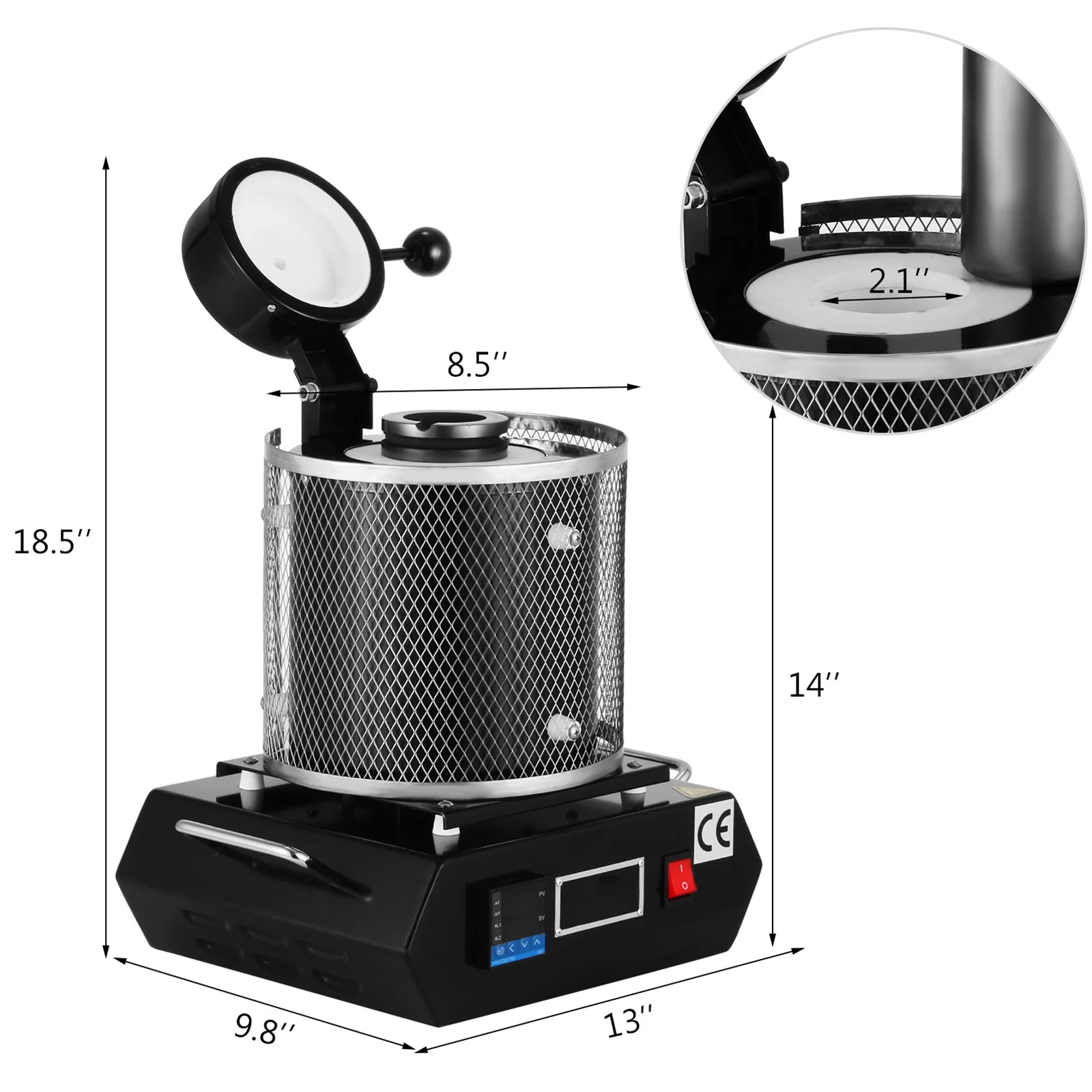 VEVOR 1KG 2KG 3KG 1150 ℃ Digital Automatic Melting Furnace Machine for Casting Refining Melting Scrap Silver Gold Tin Aluminum-6