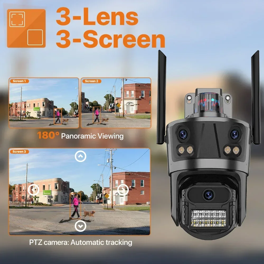 6K WIFI Camera Three Screen Three Lens WiFi Security 4K IP Camera Dual Lens Color Night Vision Auto Tracking Surveillance iCSee-2