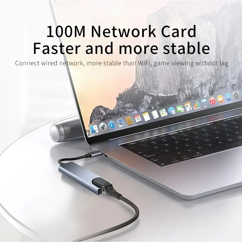 8 in1 USB C HUB 3.0 Type C Splitter 4K Docking Station Laptop Adapter PD SD TF For Macbook Air M1 iPad Pro RJ45 HDMI-Compatible-4