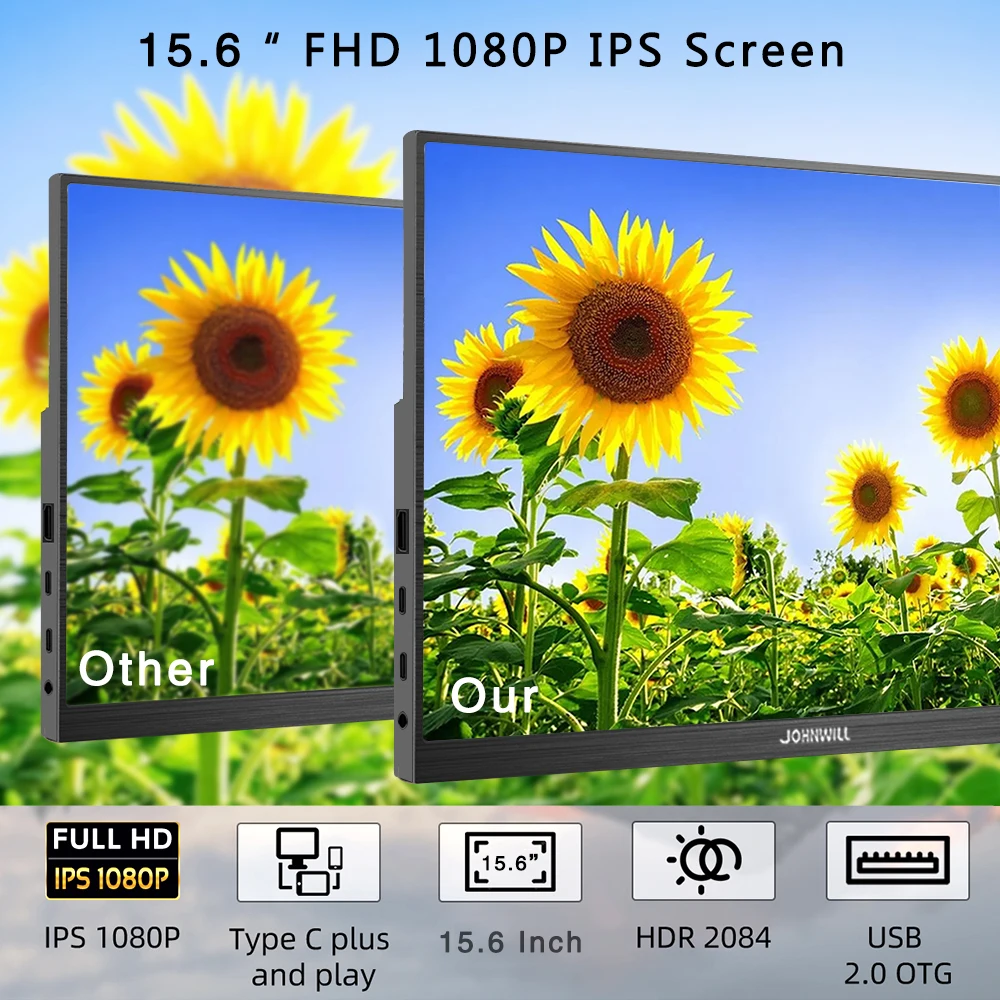 PC Gamer Touch Monitor 14/15.6 Inch 1920x1080 IPS Panel Secondary Monitor Extend Mode For Work HDMI Compatible Switch PS4 PS5-2