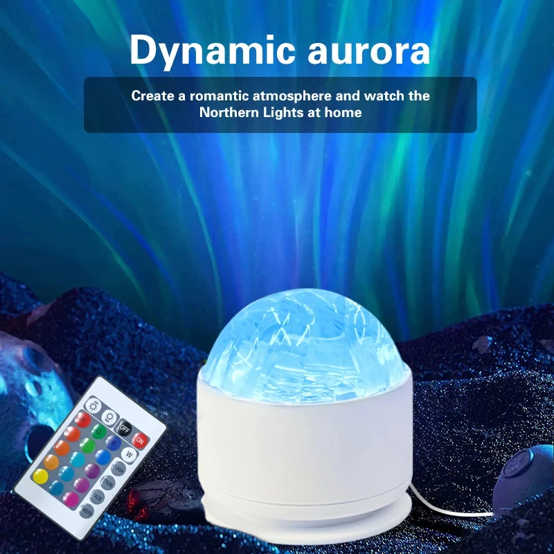 Northern Aurora/Water Ripple Projector Lamp LED Night Light with Remote Control Party Decor Light Projector Atmosphere Light-4